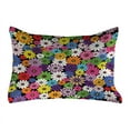 thumbnail image 1 of Flower Quilted Pillowcover, Floral Vivid Pattern with Colorful Flowers Daisies Wildflowers Cheerful Natural, Standard King Size Accent Pillow Cover for Bedroom, 36" x 20", Multicolor, by Ambesonne, 1 of 1