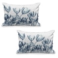 thumbnail image 1 of Flower Quilted Pillowcover Set of 2, Bunch of Different Size X-rays Complex Structures of Mother Nature Art Print, Standard Queen Size Pillow Cover for Bedroom, 30" x 20", Teal White, by Ambesonne, 1 of 1