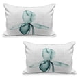 thumbnail image 1 of Flower Quilted Pillowcover Set of 2, Picture of a Flower with X-ray Effect Deeper Look to the Nature Modern Design Print, Standard Queen Size Pillow Cover Bedroom, 36" x 20", Teal White, by Ambesonne, 1 of 1