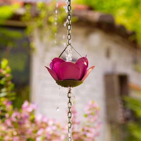 Flower Rain Chain for Gutters Outdoor Eaves Drainage Chain Decorative Rainwater Chain Hanging Garden Decor, Yard for Easter Decorations Spring Patio Home Decor, A