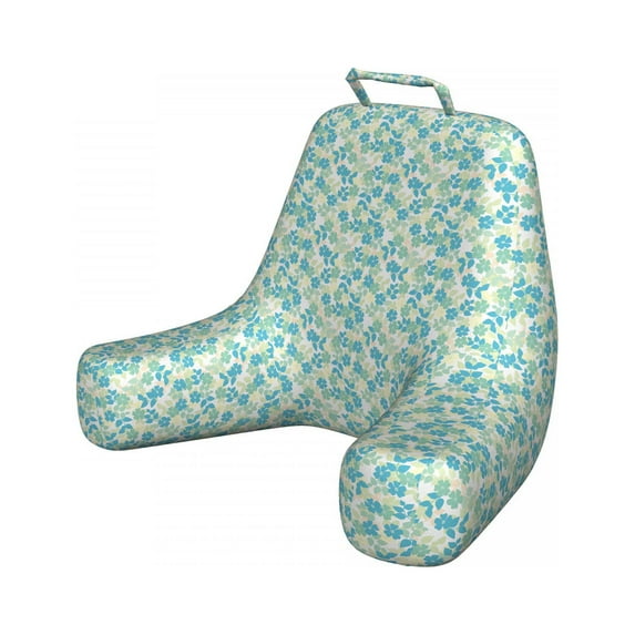 Flower Reading Pillow, Flowers Leaves Vintage Style Classic Nostalgia Summertime Art, Bedrest Cushion with Back Pocket and Washable Cover, 2 Sizes, by Ambesonne