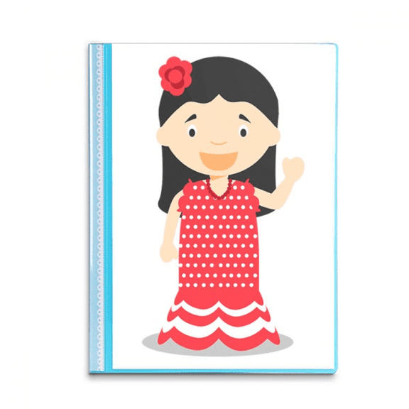 Flower Red Dress Spain Cartoon Book Sheet Protectors Portfolio Binder Folder