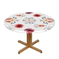 thumbnail image 1 of Flower Red Round Fitted Tablecloths Table Covers Wipeable Waterproof Elastic for Kitchen Dinning Parties Wedding Picnic Medium Fits 45-50 Inch Table Size, 1 of 5