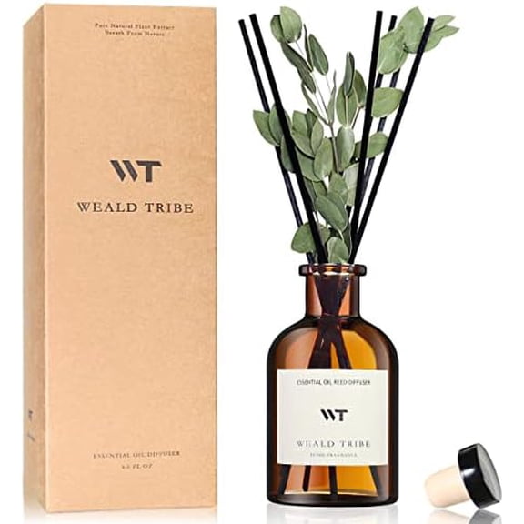 Flower Reed Diffuser Set Eucalyptus & Lavender Scent For Bathroom Accessories Shelf Decor & Air Fresheners, Sticks Defusers With 4.0 fl oz Essential Oils, House Bedroom Office Decor & Gift