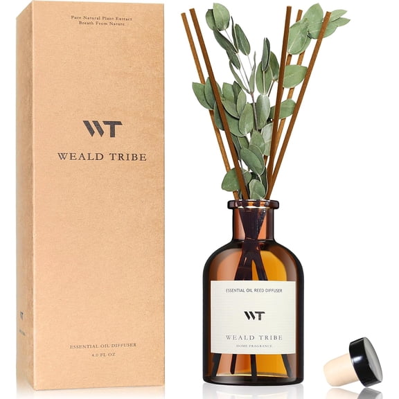 Flower Reed Diffuser Set Eucalyptus & Lavender Scent For Bathroom Accessories Shelf Decor & Air Fresheners, Sticks Defusers With 4.0 fl oz Essential Oils, House Bedroom Office Decor & Gift