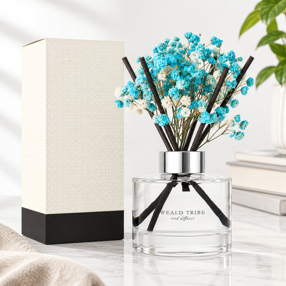 Flower Reed Diffuser Set Series Moss & Sea Salt Scent For Bathroom Accessories Shdecor Air Fresheners Sticks Defusers With 5.1 Fl