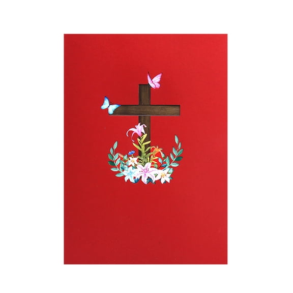 Flower Religious Crosses Easters Popup Card Easters Card,Easters Greeting Card,Religious Easters Cards,Easters Cards