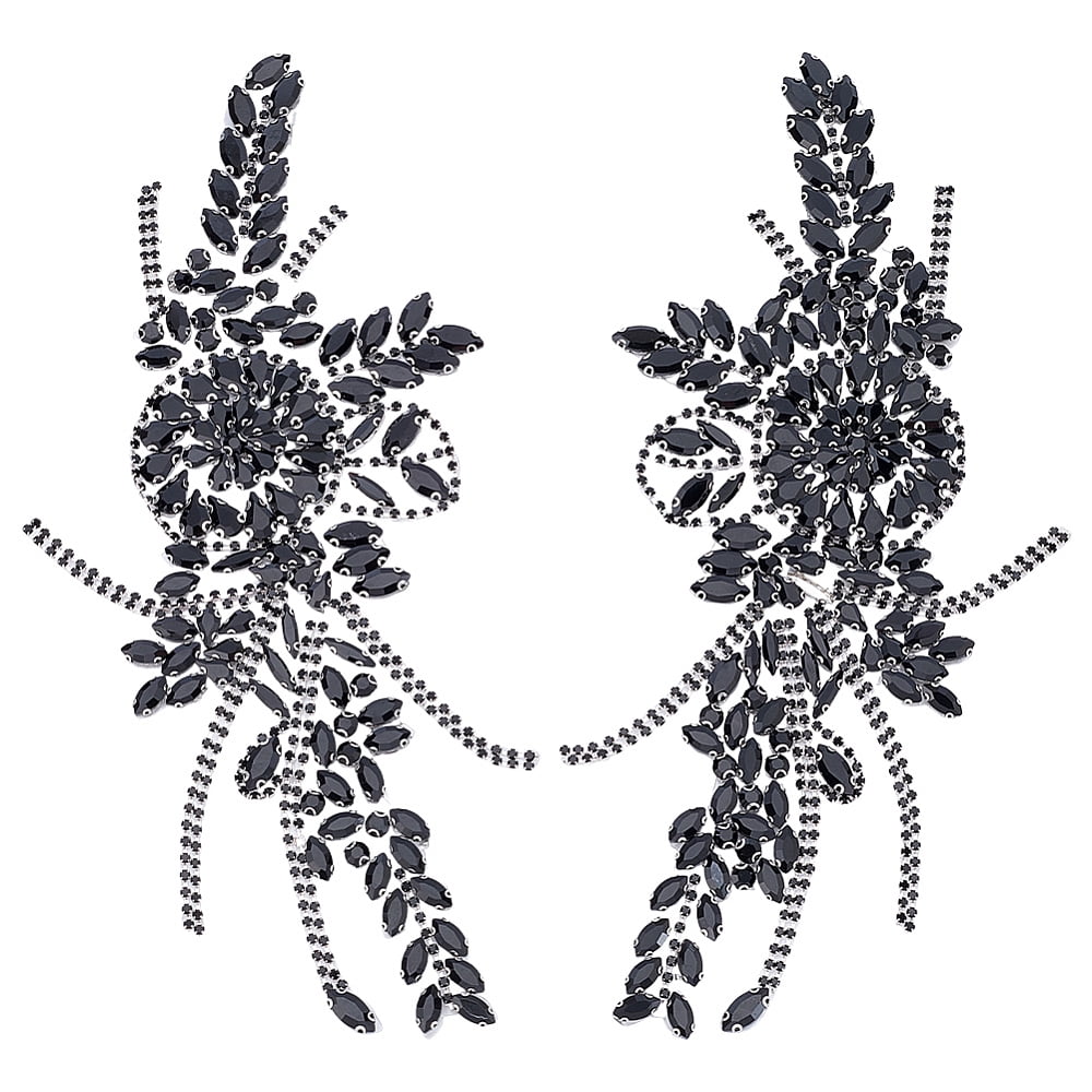 Flower Resin Rhinestone Decorative Corsages for Clothing Accessories Black 262x120x5mm