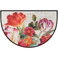 Flower Retro Floral Spring Half Round Door Mat Bath Mat Half Circle
