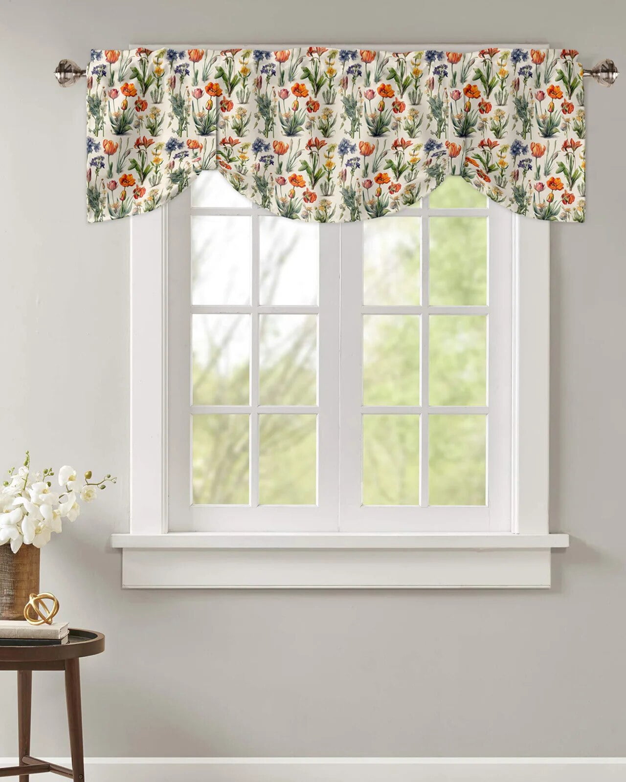 Flower Retro Kitchen Valance Curtain Window Valance for Living Room ...