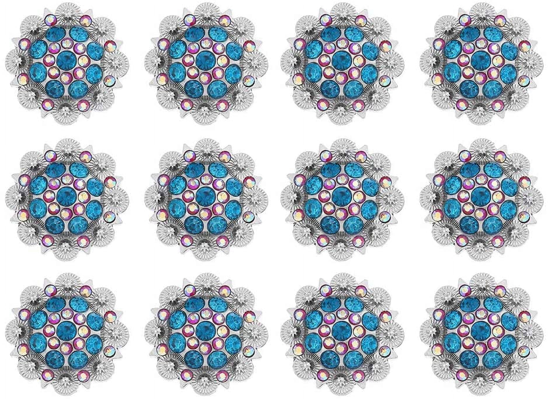 ABPETE 12-Pack Floral Rhinestone Conchos with Screw Backs - Crystal Embellishments for Leathercraft, Belts, Bags & DIY Projects​