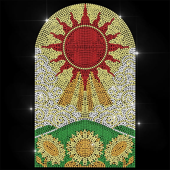 Flower Rhinestone Iron on Transfer Sun Tarot with Sunflower Bling Diamond Hotfix Patches