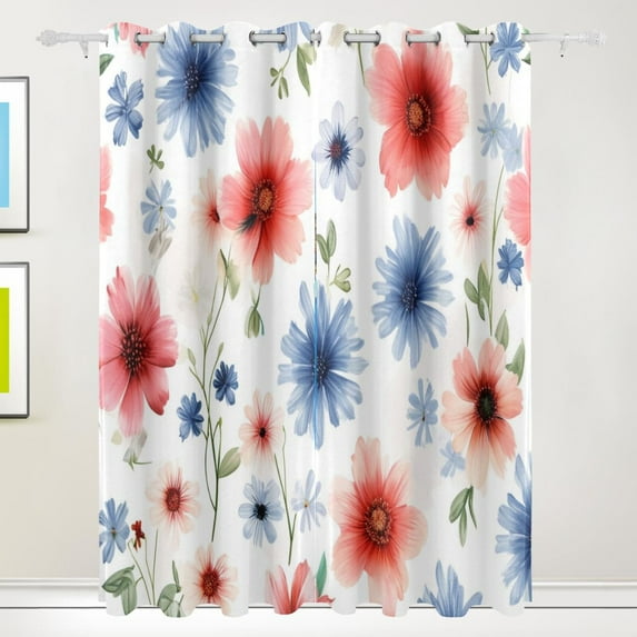 Flower Room Blackout Cutrains Original Design Summer Thermal Insulated Curtain for Home, Living Room, Bedroom, Offices, Kitchen 84 x 55 Inch x 2 Panels