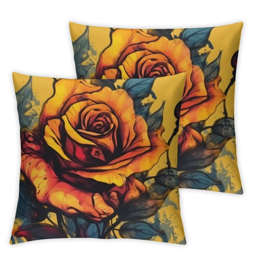 Flower Rose Throw Pillow Covers 22x22 Set of 2,Rustic Farmhouse Natural