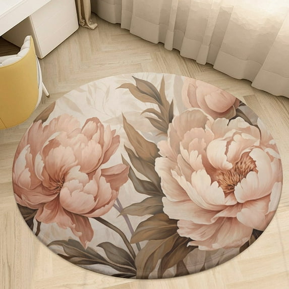 Flower Round Area Rugs for Bedroom Living Room, 6FT Soft Indoor Circle Carpets, Carpet Home Decor Floor Mat
