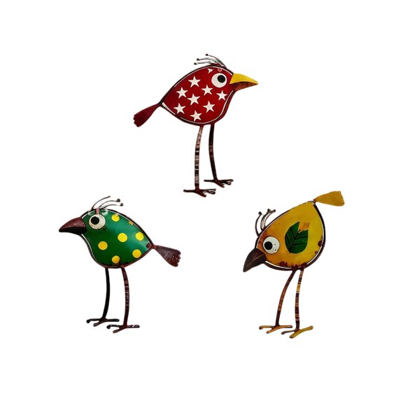 Flower Row Bird Stakes 3 Piece Acrylic Garden Display Birds Decoration Sculpture for Pot Groupings, Entry Paths, Lawn Edge and Home Use