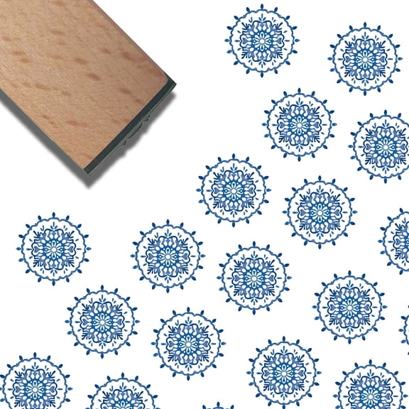 Flower Rubber Stamp 3/5 Inch Vintage Mandala Decorative Mini Small Wood Stamps Reusable Print for DIY Craft Card Scrapbooking