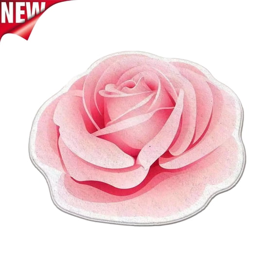 Flower Rug 24” Round Area Rugs Cute Plush Flower Shaped Rug Circle Non Slip Water Absorption Doormat for Bedroom Bedside Living Room Bathroom Kitchen Floor Mat, Pink Lotus