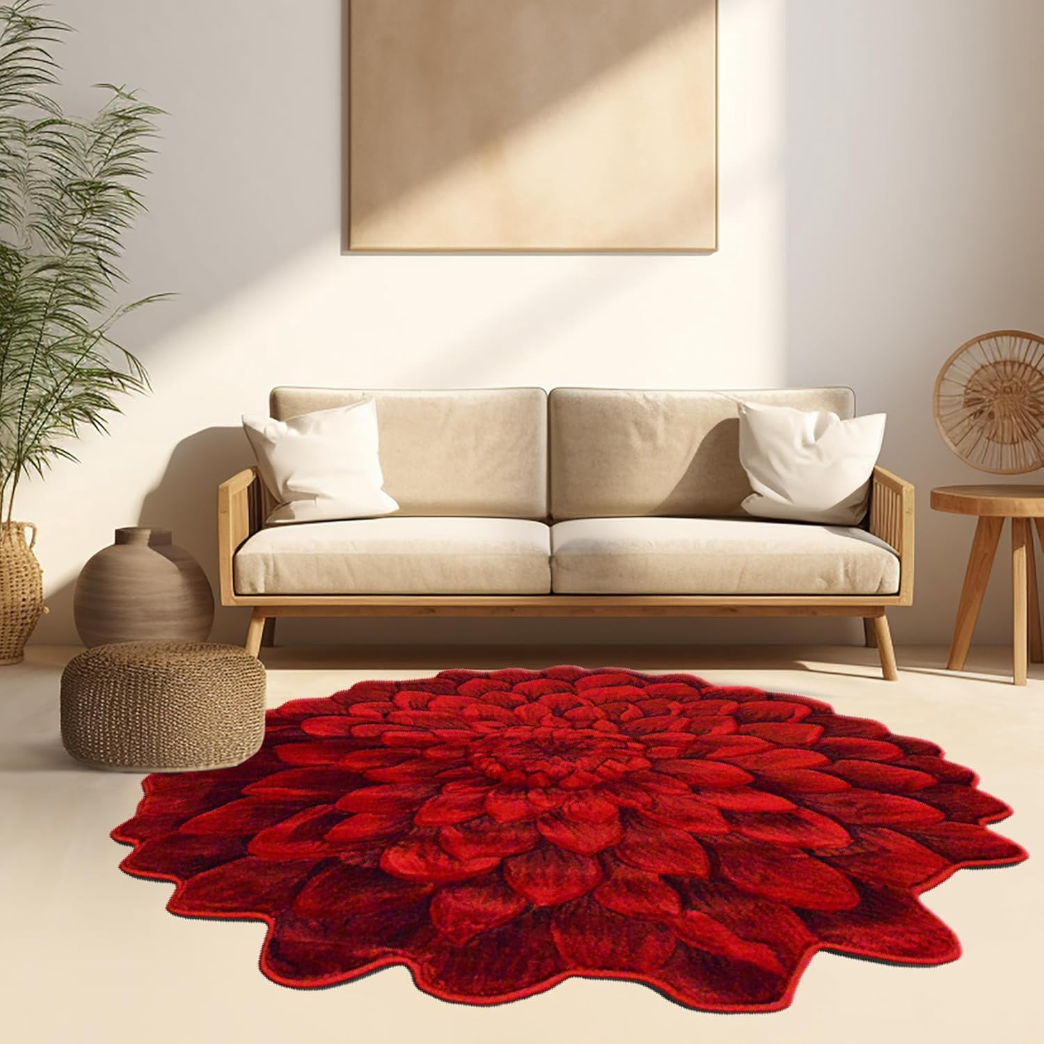 Gily Rug Flower Rug 5ft Round Area Rugs Cute Plush Flower Shaped Rug Circle ...