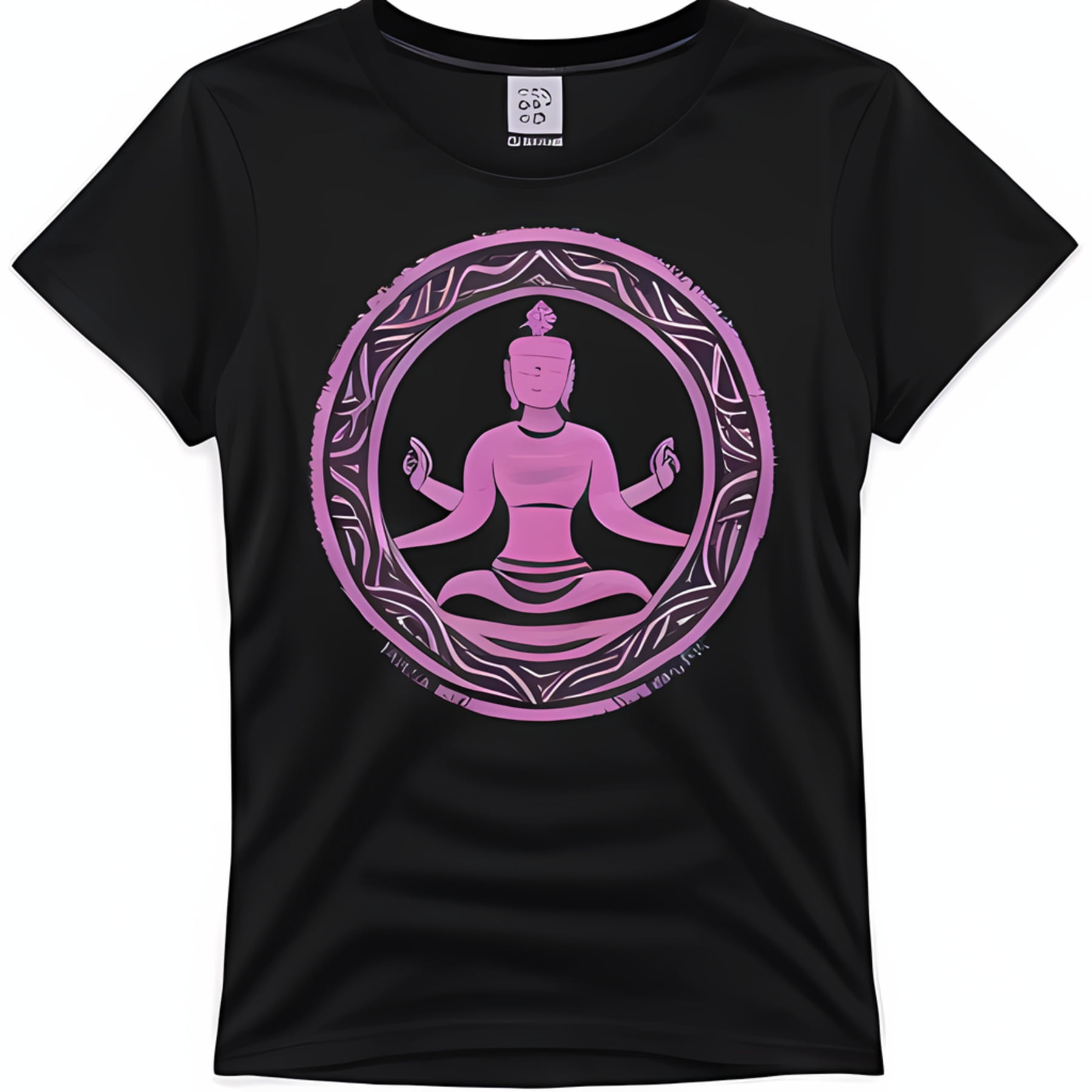 Flower Sacred Geometry Black TShirt Pink Purple Design Elegant