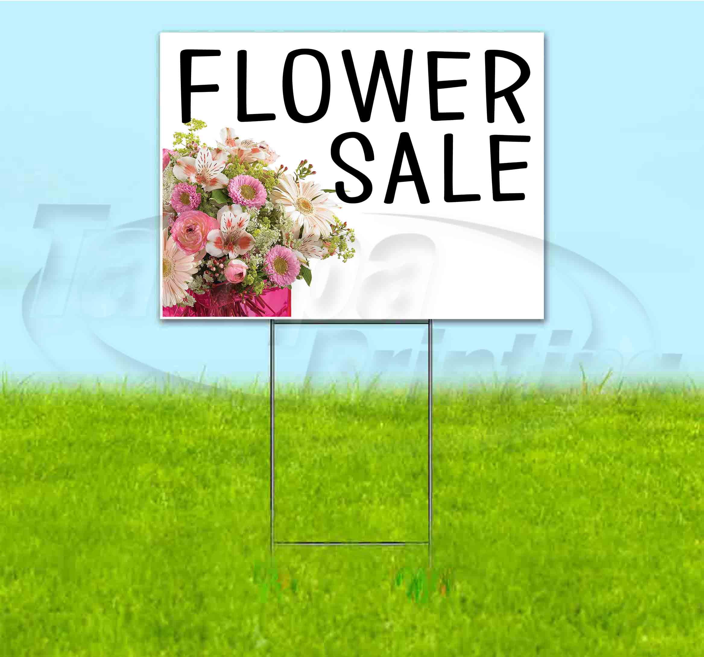 Flower Sale (18" x 24") Yard Sign, Includes Metal Step Stake