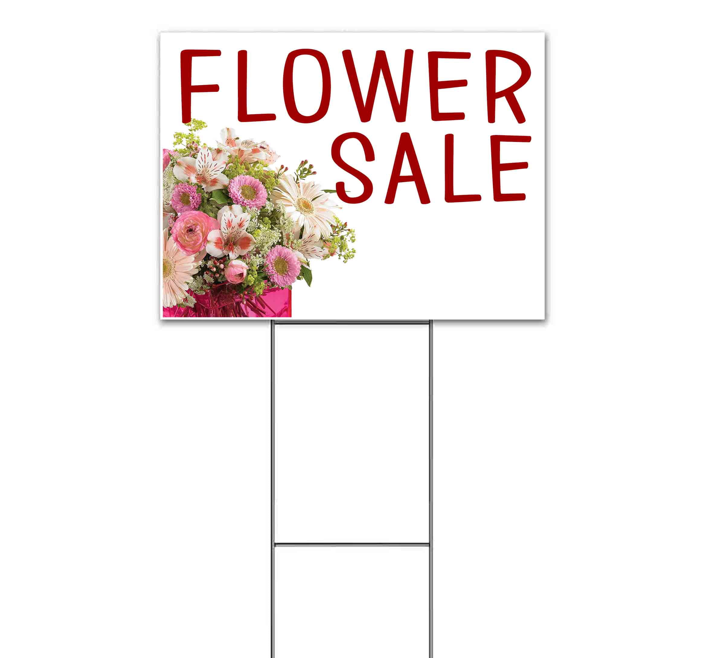 Flower Sale (18" x 24") Yard Sign, Includes Metal Step Stake