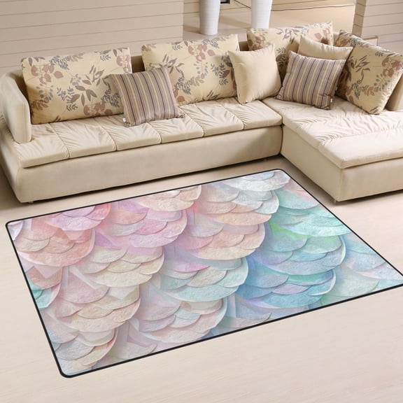 Flower Scales Area Rug Washable Floor Carpet Mat 60 x 39 inch for Bedroom Living Room Kids Room Home Decor