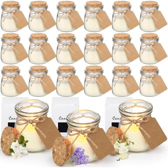 Flower Scent Jar Candles for Guests Wedding Candle Gift Natural Wax Candles with DIY Tag Cards for Baby Shower Party Favors Home Supply Decor, Scents of Freesia/Gardenia/Lavender