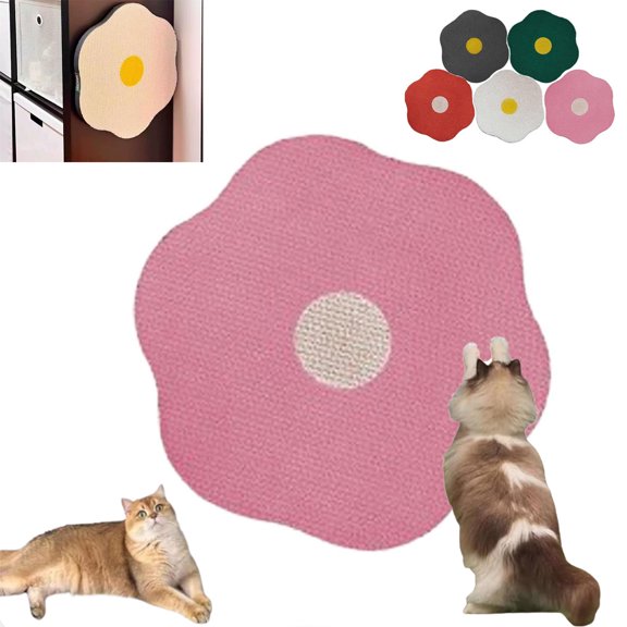 Flower Scratching Pad, Dual Purpose Wall Floor Mounted Cat Scratching Board, Space Saving Hanging Scratching Pad for Furniture Protection, for Grinding Claws
