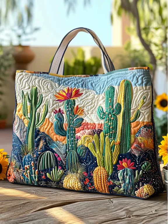 Flower Sea Sand Dunes Quilted Tote Bag