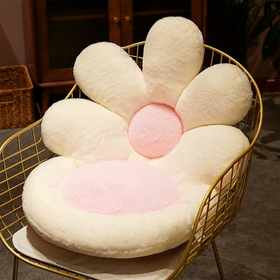 Flower Seat Cushion, Cute Chair Cushion Flower, Cute Flower Shape Chair Pillow Sunflower Chair Cushion, Lazy Sofa Floor Cushions for Office, Bedroom Living Room Decor(White, 19.7x19.7in)