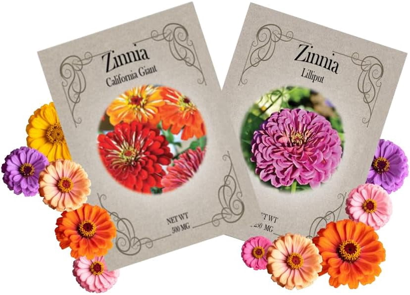 Flower Seed Variety Packs – Multiple Sets & Quantities | Zinnias, Marigolds, Sunflowers & More! | 30–200 Seed Packets | Easy Grow Garden & Pollinator Flowers (Zinnia Set, 100)