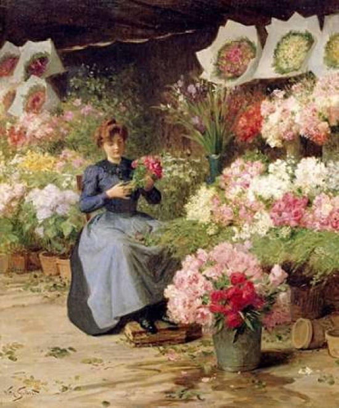 Flower Seller Behind The Madelaine Church Canvas Art - Victor Gilbert (24 x 24)