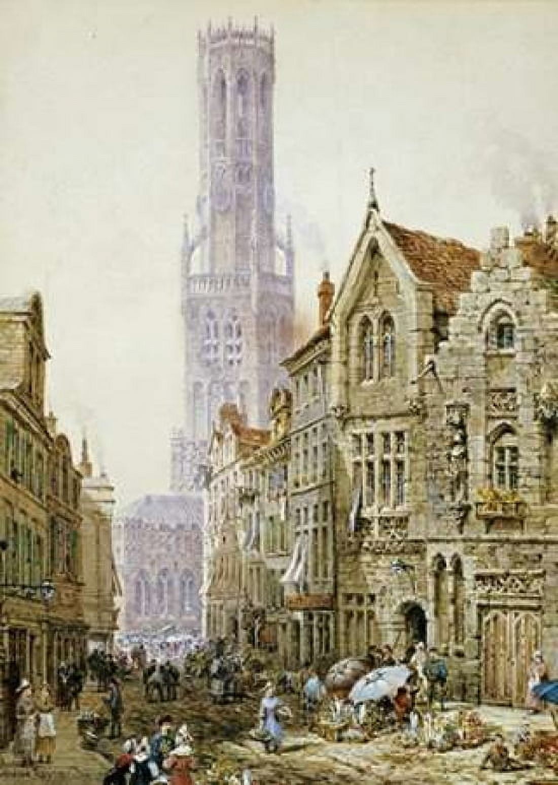 Flower Sellers In Bruges Canvas Art - Louise Rayner (20 x 28)