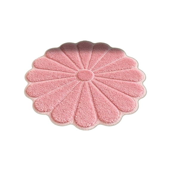 Flower Shape Bathroom Floor Mat 23.62x23.62 Inch Absorbent Soft Bath Rug Non Slip Decorative Flower Mat for Bathroom Entrance