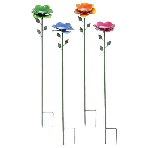 Flower Shape Bee Drinker 4 Piece Butterfly Feeder Water Feeder Metal Garden Stake Outdoor