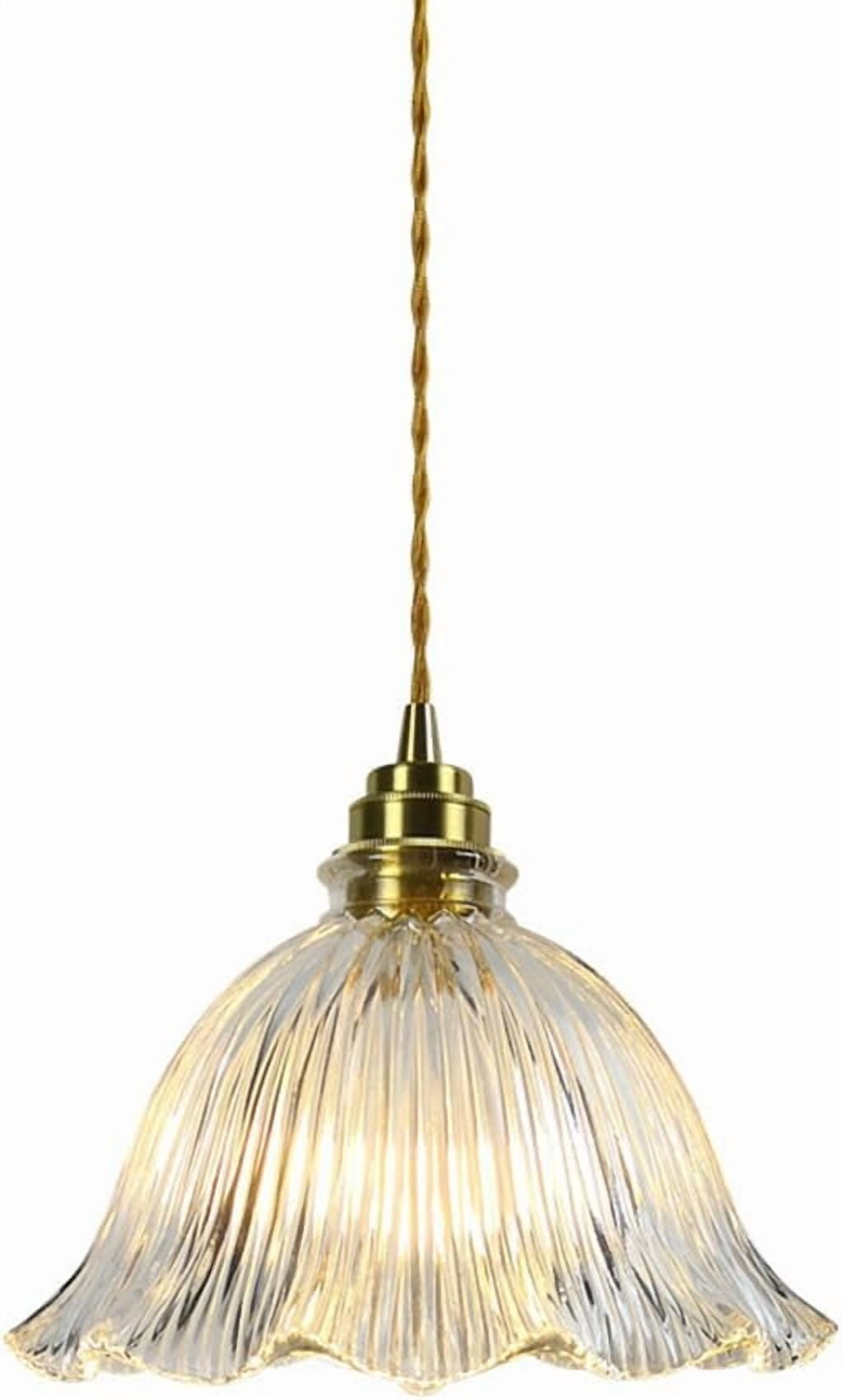 Flower Shape Clear Glass Pendant Light, Nordic Modern Transparent Glass Pendant Lamp, Simple Farmhouse Pendant Lighting for Dining Room, Rustic Pendant Light Fixture for Kitchen Island Sink Over Table