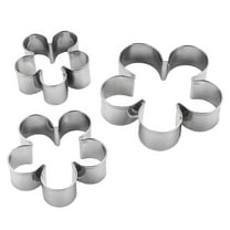 Flower Shape Cookie Cutters, Ongmies Rose and Sugar Flower Cutters Stainless Petal 3 Piece Set for Cake Diy to Create Floral Decorations on Cakes, Silver