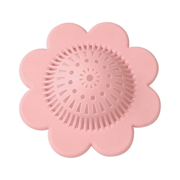 Flower Shape Drain Protector Hair Catcher Strainer Reusable Sink Filter,Pink
