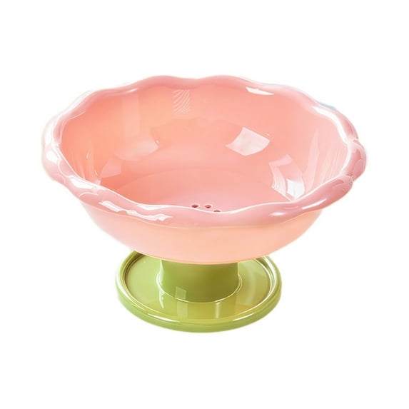 Flower Shape Fruit Bowl with Drainage Holes 10.2x5.5inch Accessory Lightweight for Living Room Detachable Base