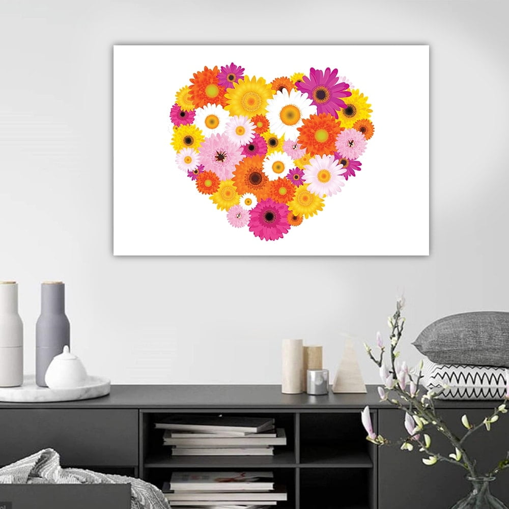 Flower Shape Heart-14"x14" Canvas Artwork 16 x 20