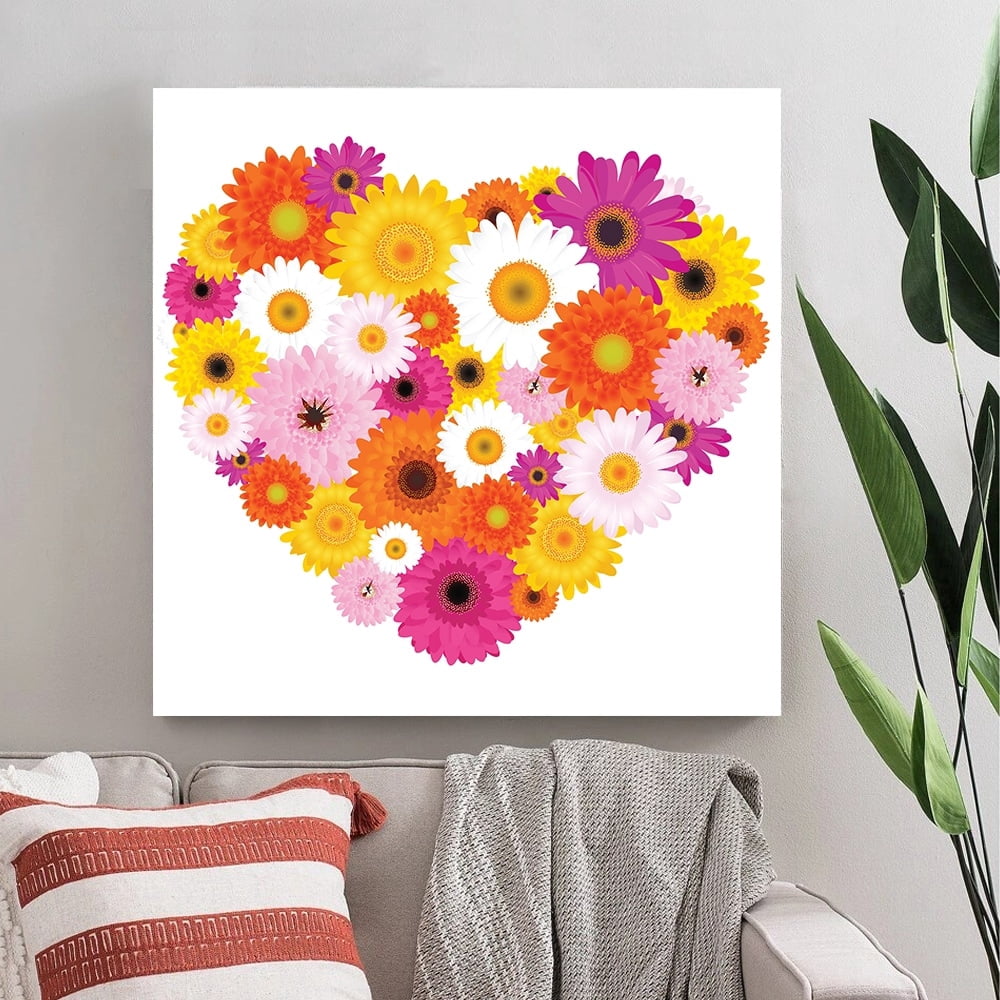 Flower Shape Heart-14"x14" Canvas Artwork 30 x 30