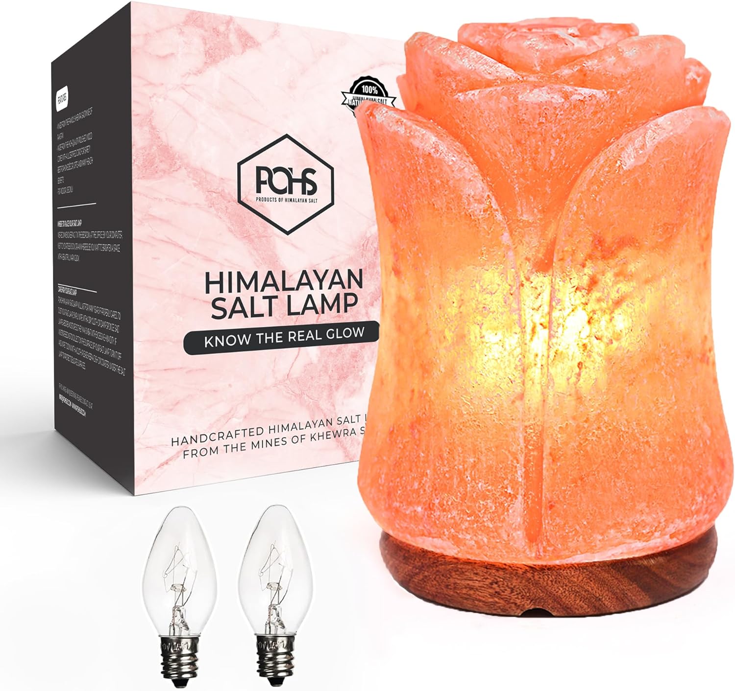 Flower Shape Himalayan Pink Salt Lamp with ULListed Dimmer Switch Cord