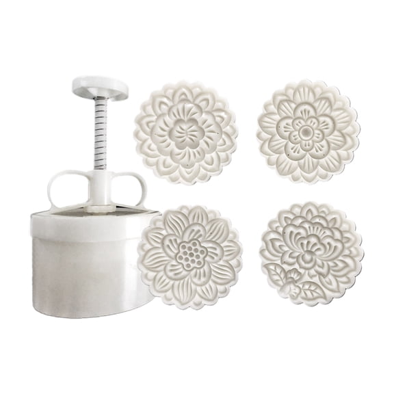 Flower Shape Moon Cake Mould Hand Pressure Cookies Cutter Exquisite Flower Pastry Tool Moon Cake Maker Bath Bombs Press