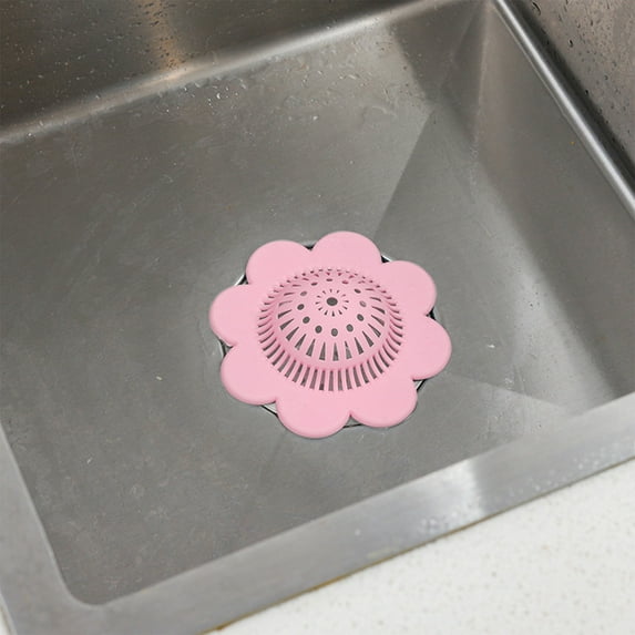 Flower Shape Sink Drain Protector Hair Catcher Strainer Reusable Plastic Anti-Clogging Filter In White Blue Green