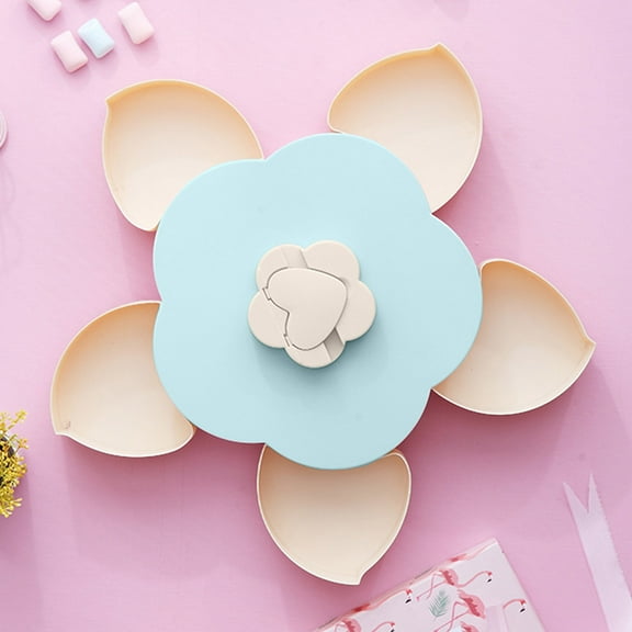 Flower Shape Snack Organizer, Rotating Divided Food Storage Container, Nuts Candy Dried Fruits Multifunctional Tray, for Home Parties and Living Room Decoration