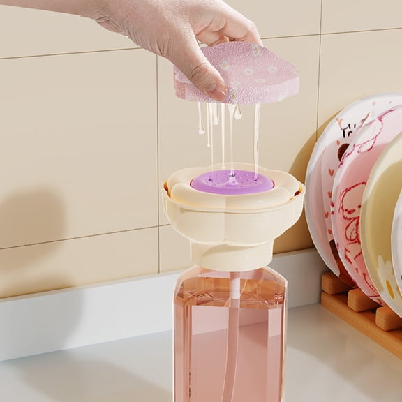 Flower Shape Soap Pump Head Replacement for Dish Soap Bottle, Plastic Dispenser Cap for Kitchen Sink, Universal Fit Standard Threaded Bottles