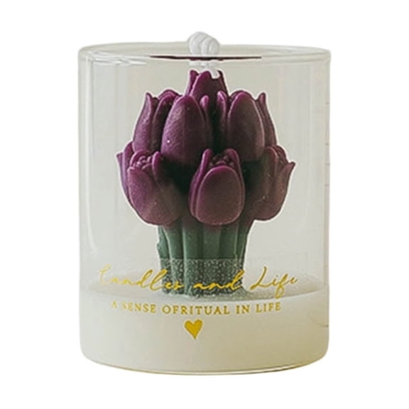 Flower Shape Wax Scented Cup Candles Valentine's Day Wax | Relaxing Aromatherapy Candle | Housewarming Gifts for Women & Men Ideal Christmas Candles Gift Warm & Decorative Candles (Purple)