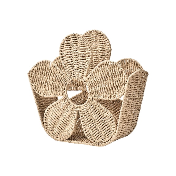 Flower Shape Wicker Basket,Modern Creative Hand-Woven Rattan Baskets,Seagrass Basket For Organizing And Decor,Natural Boho Bins(16X14X5 Inch)