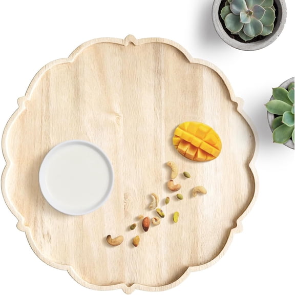Flower Shape Wood Serving Trays-Decorations Daisy Flower Charcuterie Boards Groovy Party Decoration Serving ,Dinner Plate Serving Platter Appetizer Plates (1pc-L)